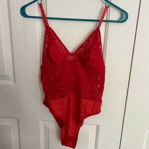 Shein Red Lace Bodysuit